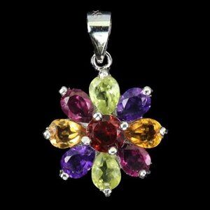 925 Sterling Silver and Gemstone Pendant 4x3mm NWT
